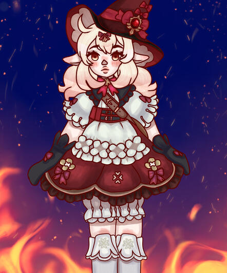 Klee from genshin impact in her new outfit!!