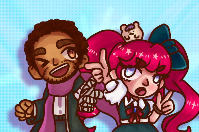 My friends as Gundham, Sonia and a hamster from Danganronpa Goodbye Despair!